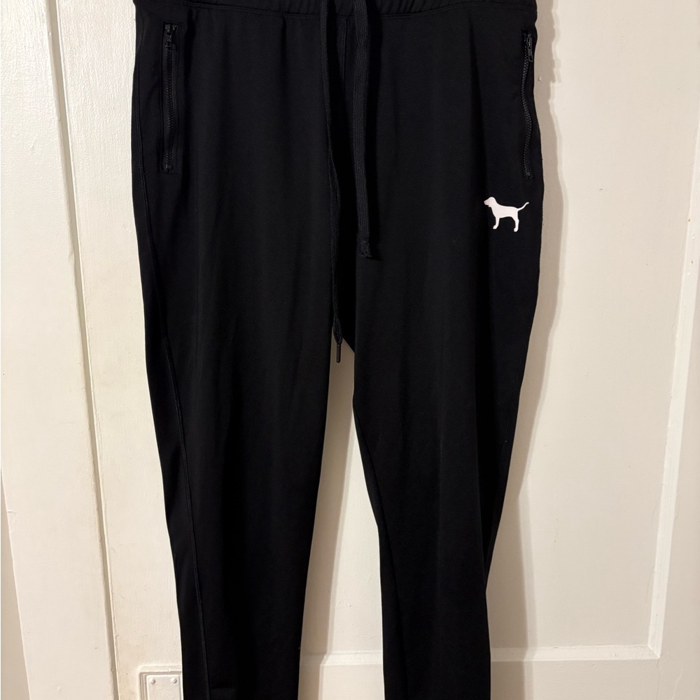 Victoria’s Secret PINK Ultimate Black Joggers W (2) zipper pockets Sz L